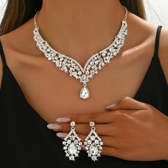 Crowns and Tiaras Jewelry Sets Alloy Steel Crystal Perfect for Weddings - Picture 5 of 9